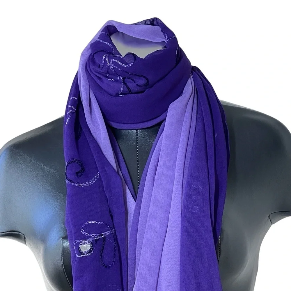 LADY JULIET Purple Lavender Sheer Sarong Cover-up Wrap Shawl & Travel Bag Sz OS